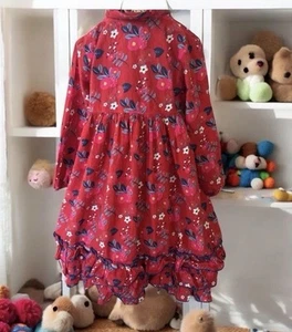 NBW Castles and Crowns Girls 8 Red Floral Dress Ruffles LS Free S/H Of - Picture 1 of 3