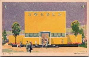 Postal de la Feria Mundial de Chicago 1933 "Edificio Sueco" Donnelley #119/sin usar - Imagen 1 de 2