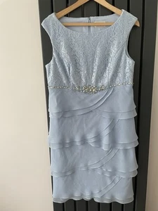 Eliza J Size 16 Blue Lace & Gem Embellished Bodice Layered Skirt Occasion Dress - Picture 1 of 3