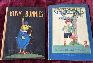 VINTAGE 1930 BOOKS-BUSY BUNNIES-SCHOOL DAYS WHITMAN PUBLISHING - Bild 1 von 13