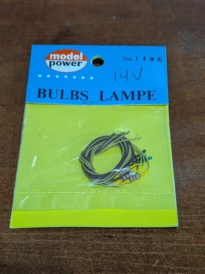 Model Power - HO Scale - #148G - 14V Angel Hair Green Light Bulbs (3) - NOS - Image 1 of 4
