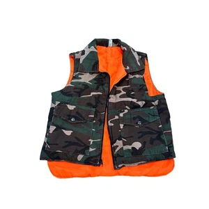 Camo Reversible Orange Hunting Vest Puffer Pockets Size S - Picture 1 of 7