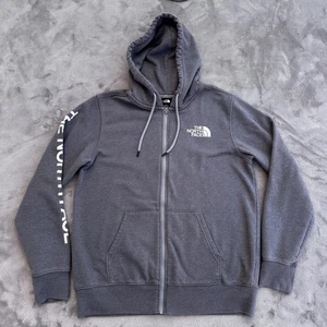 North Face Hoodie Mens Medium Full Zip Sweatshirt Spell Out Cotton Blend - Picture 1 of 11