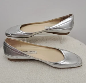 Jimmy Choo London Silver Ballet Flat Pumps Italy Size EU39 UK5.5 - Picture 1 of 9