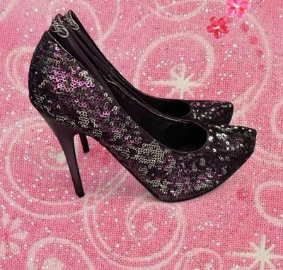 Tacones resistentes Ed lentejuelas púrpura loco años 2000 talla 7 Foto 1 de 4
