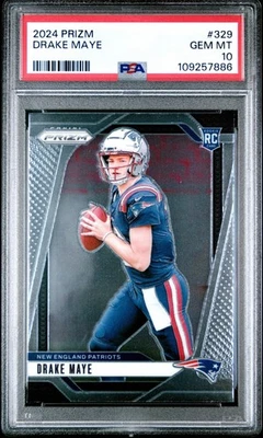Tarjeta de fútbol americano Panini Prizm Drake Maye #329 novato radiocontrol graduada 2024 PSA 10 gemas como nueva Foto 1 de 2