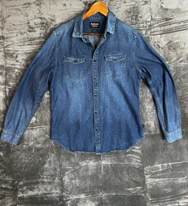 Barbour Men’s Denim Shirt Size M Blue Long Sleeve Button Up 100% Cotton - Picture 1 of 16