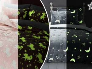 Glow In The Dark Teddy Fleece Bettbezug Sets Weich Warm Kinder Bettwäsche Quilt Set - Bild 1 von 7