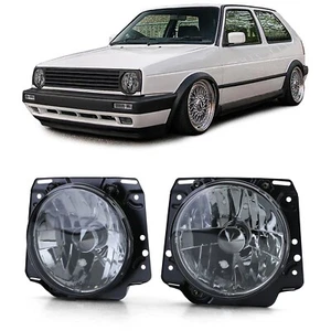 CRYSTAL SMOKED HEADLIGHTS HEADLAMPS FOR VW GOLF MK2 MK 2 8/1983-12/1992 V2 - Picture 1 of 5