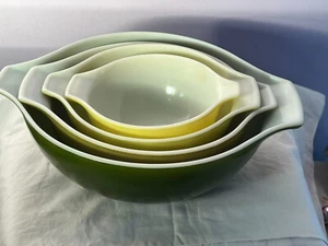 Pyrex mixing bowls set of 4 verde green #441 442 443 444 OH8794 - Picture 1 of 11