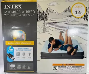 Intex Mid-Rise Airbed with FastFill USB Pump, Queen 12" Height, Dura-Beam Standa - Picture 1 of 5