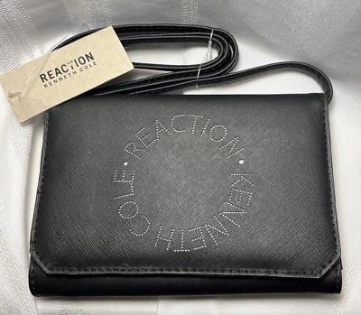 Nuevo con etiquetas Bolso Bandolera Reaction Kenneth Cole Logo Circular Negro Foto 1 de 4