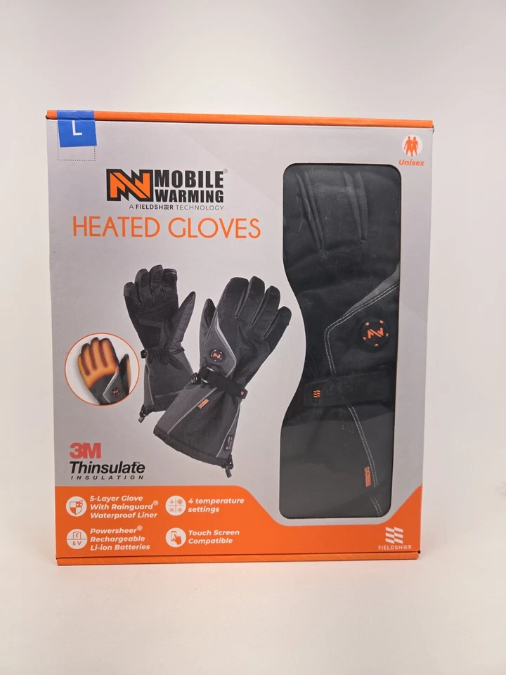 Mobile Warming Rechargeable Electric Battery Heated Waterproof Gloves Sz Large