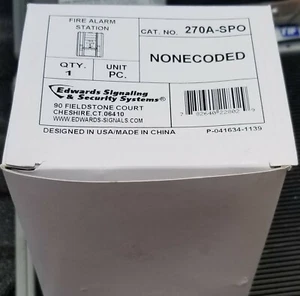 Edwards Signaling 270A-SPO Noncoded Fire Alarm Box GE Branded Pull Station
