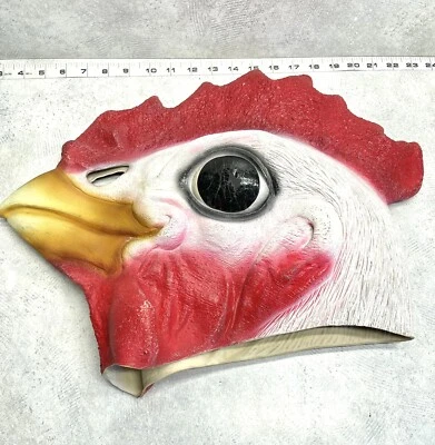 Máscara de látex para adultos gallo de pollo de Halloween tamaño grande máscara bastante divertida resistente Foto 1 de 4