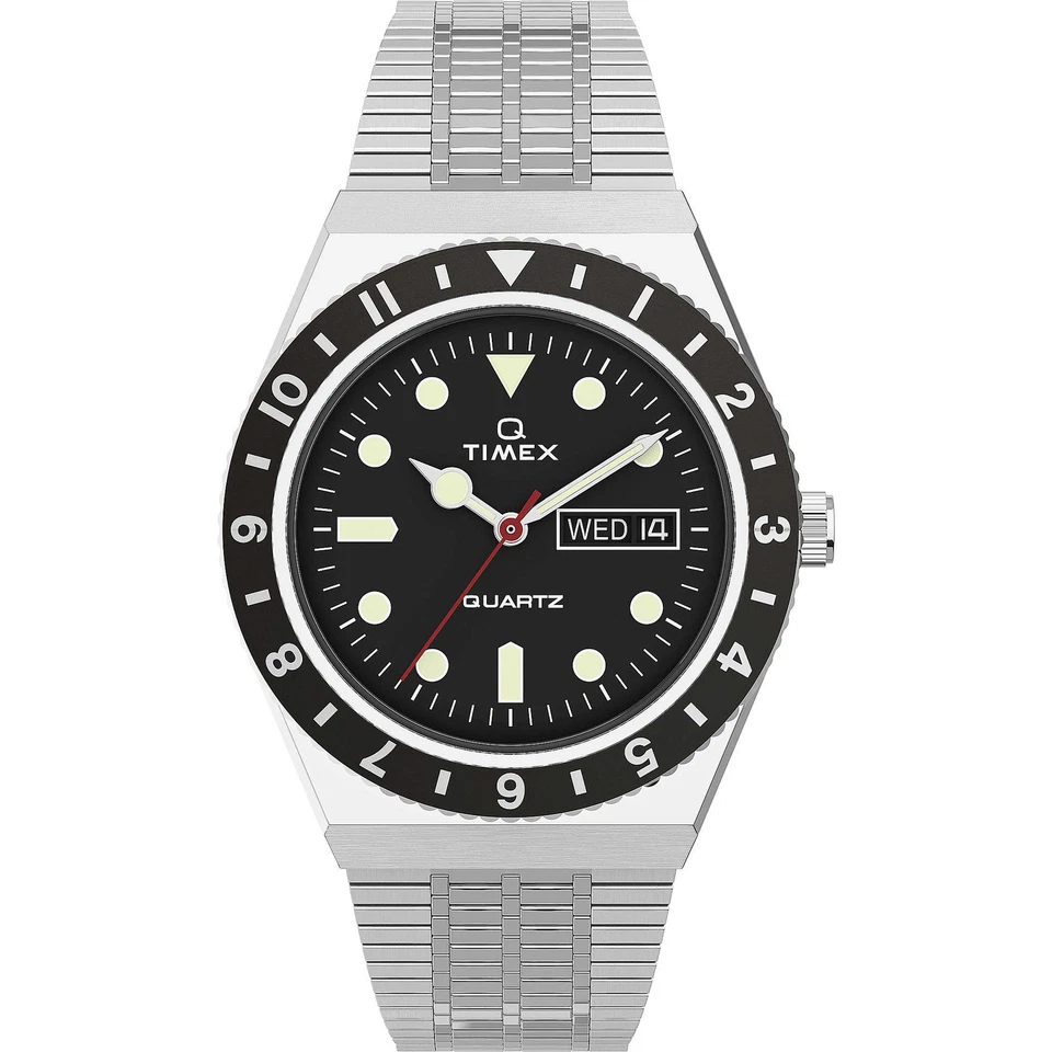 Orologio Uomo Q TIMEX REISSUE TW2U61800 Bracciale Acciaio Nero Vintage - Immagine 1 di 1