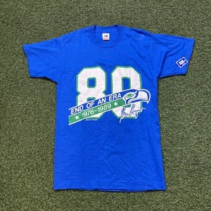 Seahawks Shirt M NEW 80s 90s Seattle End Of Era NFL Game-day Steve Largent Tee - Picture 1 of 12