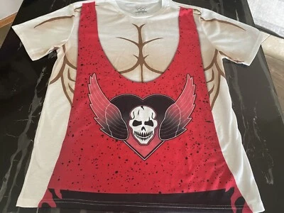 Camiseta Disfraz WWE Bret "The Hitman" Hart Hombre Buff, Blanco/Rosa, Talla M Foto 1 de 4