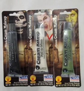 Rubies Cream Makeup Halloween Cosplay Face Paint Black Green & White Lot of 3 - Picture 1 of 4