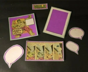6 PIECE HANDMADE HULK MARVEL EMBELLISHMENTS SCRAPBOOKING, DIARY REAL COMIC STRIP - Picture 1 of 12
