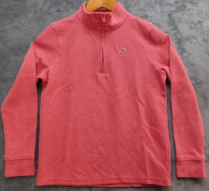 Vineyard Vines Saltwater 1/4 Zip Pullover Sweater Boys M Sailors Red Striped - Picture 1 of 12