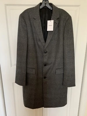 NWT $1095 Men’s Theory 100% Cashmere Wellardon Coat Size L Large Charcoal Multi - Image 1 of 4