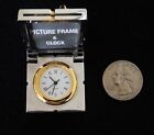 Miniature Gold and Silver Tone Collectible Picture Frame And Clock