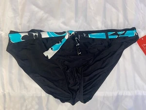 AK Anne Klein Front Belted Swimsuit Bikini Bottom 16 Black (B2) - Picture 1 of 2