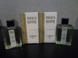 LOT of 2 Caron Pour Un Homme EDT Splash 0.84 oz / 25 ml = 1.6 oz New, Vintage - Picture 1 of 3