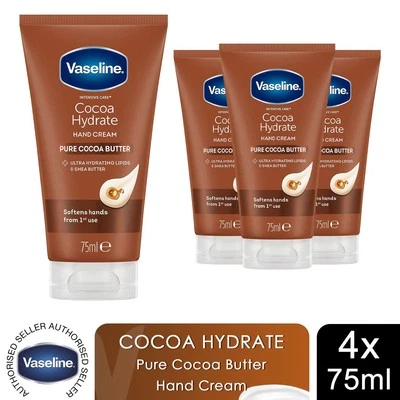 Vaseline Handcreme Intensivpflege Reine Kakaobutter Kakao Hydrat 75ml, 4er Pack