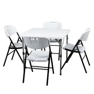 Lifetime Commercial Contoured Folding Chairs Set Steel Frame Plastic Seat Table - Picture 1 of 12