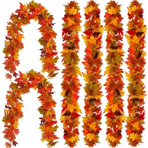 PARTY JOY Herbstgirlande, 6 Stück 1,7 m Künstliche Herbst Ahornblätter Girlande Au... - Bild 1 von 8