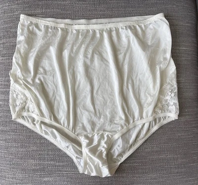 Vanity Fair 13-001 Sedoso Nylon Encaje Crema Refuerzo Abuela Calzoncillos Bragas Talla 8/XL Foto 1 de 4