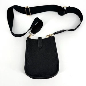 Crossbody Pebbled Kunstleder Tasche mit Riemen Schwarz Gold One Size - Bild 1 von 7