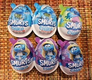 6 NEW THE SMURFS CHIKO SURPRISE TOYS CHOCOLATE EGG HALLOWEEN CHRISTMAS GIFT - Picture 1 of 3