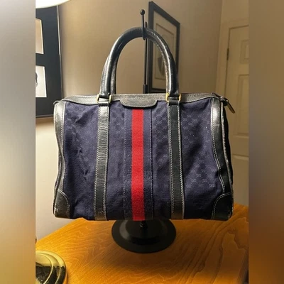 Bolso Boston Gucci Vintage Azul Marino Línea Jerez Foto 1 de 4