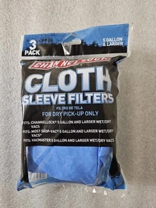 Filtros de manga de tela de bloqueo de canal para 5 gal. Paquete de 3 aspiradoras húmedas/secas, PU seca 353860 - Imagen 1 de 3