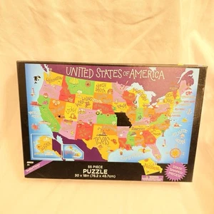 United States of America State Shaped 55 Piece Puzzle 30”x18” by Design Studio - Picture 1 of 3