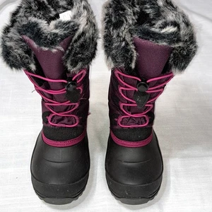 Kamik Größe 2 Mädchen Winter Schnee Stiefel Lila Schwarz Outdoor Wear - Bild 1 von 8