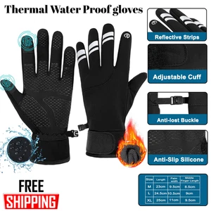 Winterhandschuhe Wasserdicht Touchscreen Anti-Rutsch Thermo Liner Handschuhe mit Haken UK - Bild 1 von 9