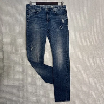 Pantalones de mezclilla para mujer &Denim H&M Boyfriend cintura baja pierna cónica desgastados talla 6 azules Foto 1 de 4