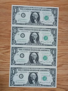 1963 A $1 "STAR NOTE" LOT (4) GEM/UNC KANSAS CITY J01538280*-J01538283* - Picture 1 of 5