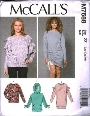 7688 SIN CORTAR McCalls Patrón de COSTURA Misses Suelto Ajuste Prendas para el torso Vestidos Informales Fuera de Stock Foto 1 de 2