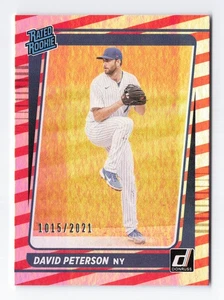 2021 Panini Donruss Baseball Card RC David Peterson #61 Rookie Red White /2021 - Picture 1 of 2
