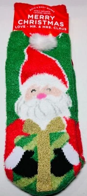 *NEW* SANTA & MRS CLAUS ~ SHEA INFUSED LOUNGE SOCKS ~ Bath & Body Works - Image 1 of 2