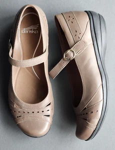Dansko Women's 8.5- 9 Mathilda Mary Jane Flat Dark Taupe EU 39 Leather Brown - Picture 1 of 16
