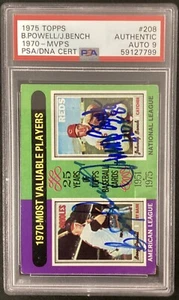 Johnny Bench Signed 1975 Topps #208 Baseball Card Boog Powell Autograph PSA/DNA9 - Picture 1 of 3