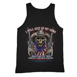 Give Up My Guns Tanktop American USA Cold Flag Dead Skull 2nd Second Amendment - Picture 1 of 1