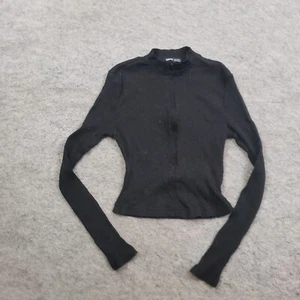 Shein Shirt Damen XS Schwarz Langarm Basic Freizeit Stehkragen 1/2 Reißverschluss Damen - Bild 1 von 8