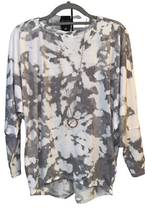 Neu mit Etikett Lularoe Small weiß grau creme hellbraun Batik Linda Fledermaus Dolman Tunika - Bild 1 von 6